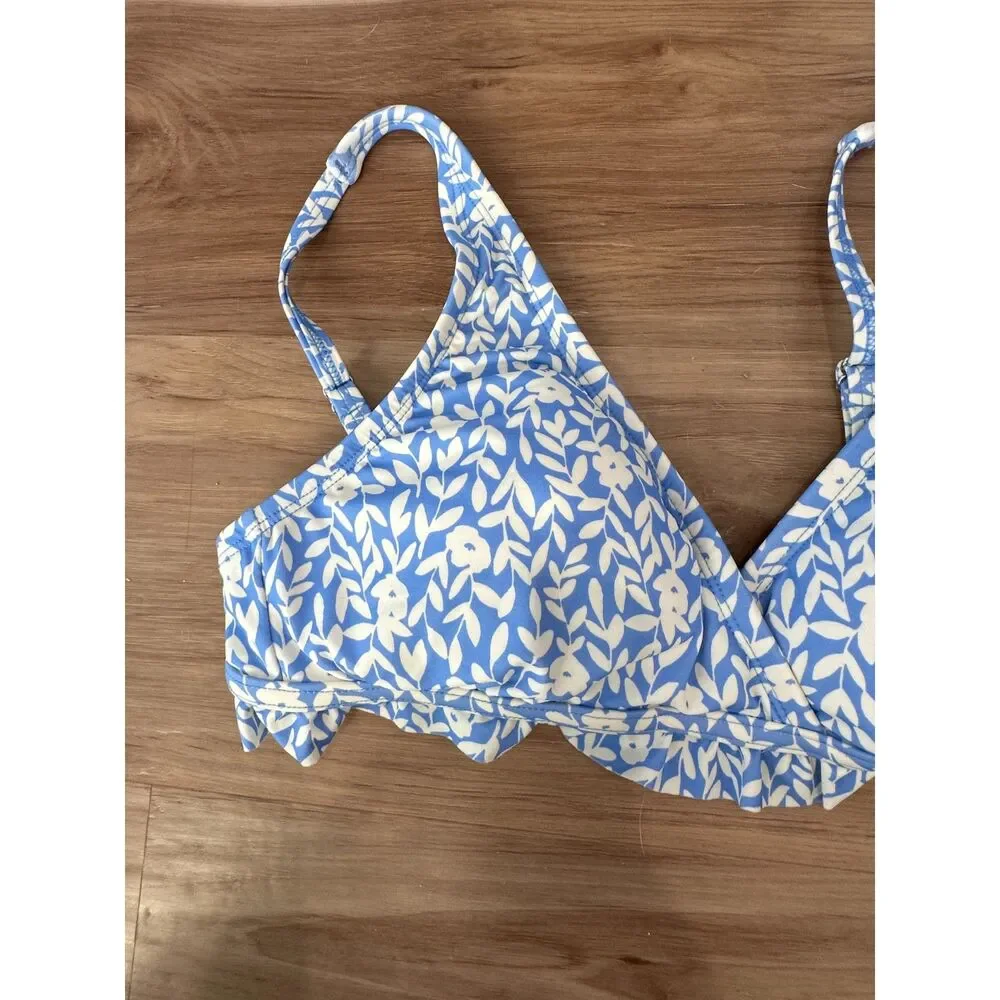 NWT Draper James Summer Picnic OTS Ruffle Triangle Bikini Top Size XS